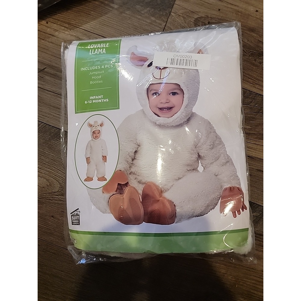 Llama Costume Baby Infant Jumpsuit Hood Booties Halloween Easter Photoshoot 6-12